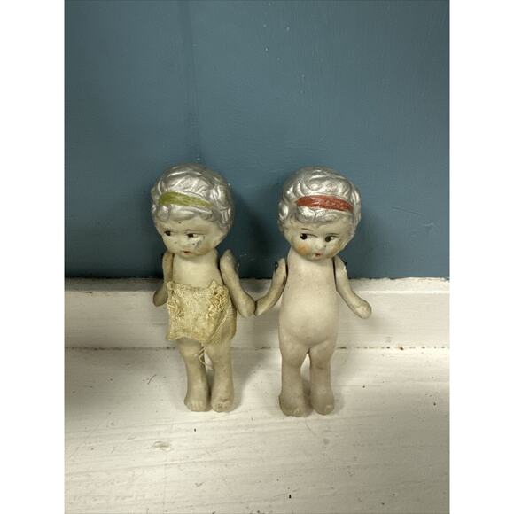 Vintage Bisque Porcelain Baby Dolls Jointed Arms Made in Japan 3" - Picture 5 of 5